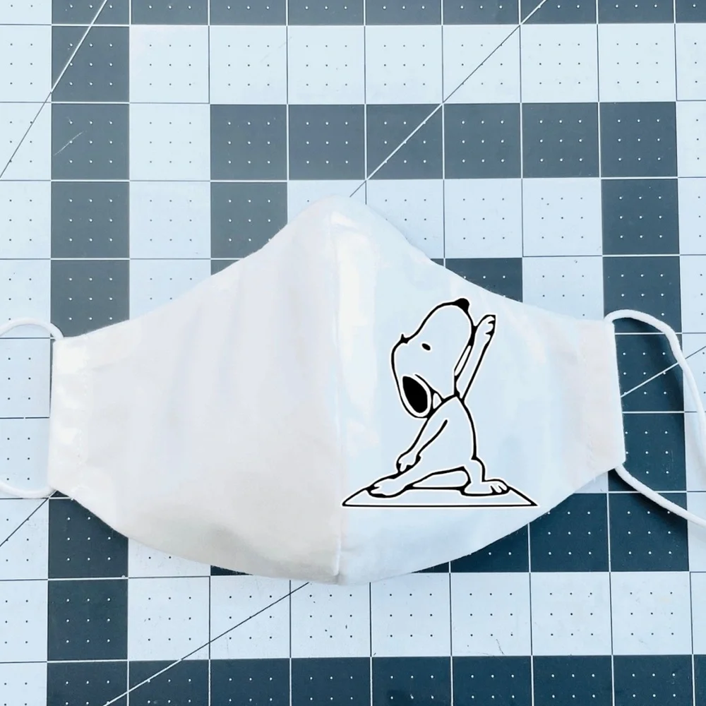 Snoopy yoga namaste face mask